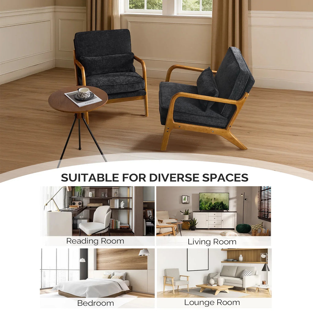 2026 NewKtaxon Accent Chair Corduroy Upholstered Armchair, Reading Club Chair with Pillow and Solid Wood Frame for Living Room Bedroom Furniture Off White