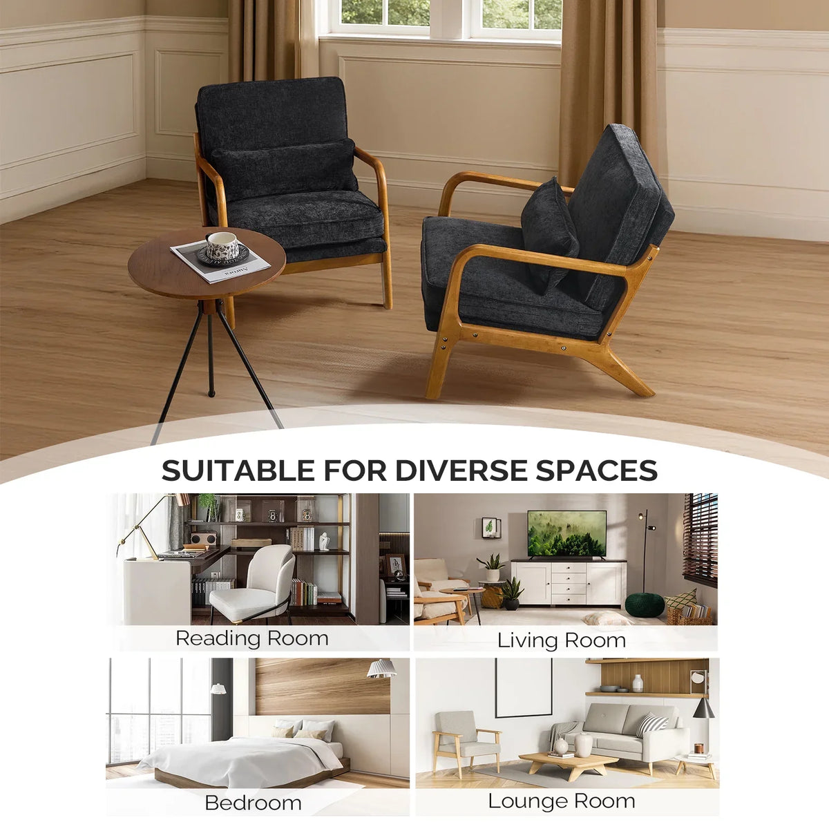2026 NewKtaxon Accent Chair Corduroy Upholstered Armchair, Reading Club Chair with Pillow and Solid Wood Frame for Living Room Bedroom Furniture Off White