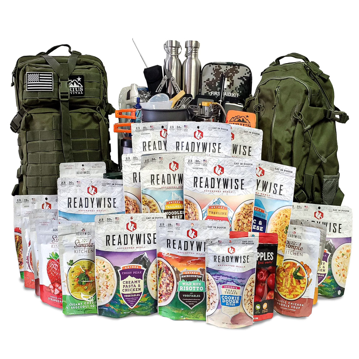 2026 NewFamily Comfort 72 Emergency Survival Kit/Backpack �C 72 Hour for 2 People �C Disaster Preparedness �C Delicious ReadyWise Food, Gear, Lighting, First Aid, Tools & More - Camo