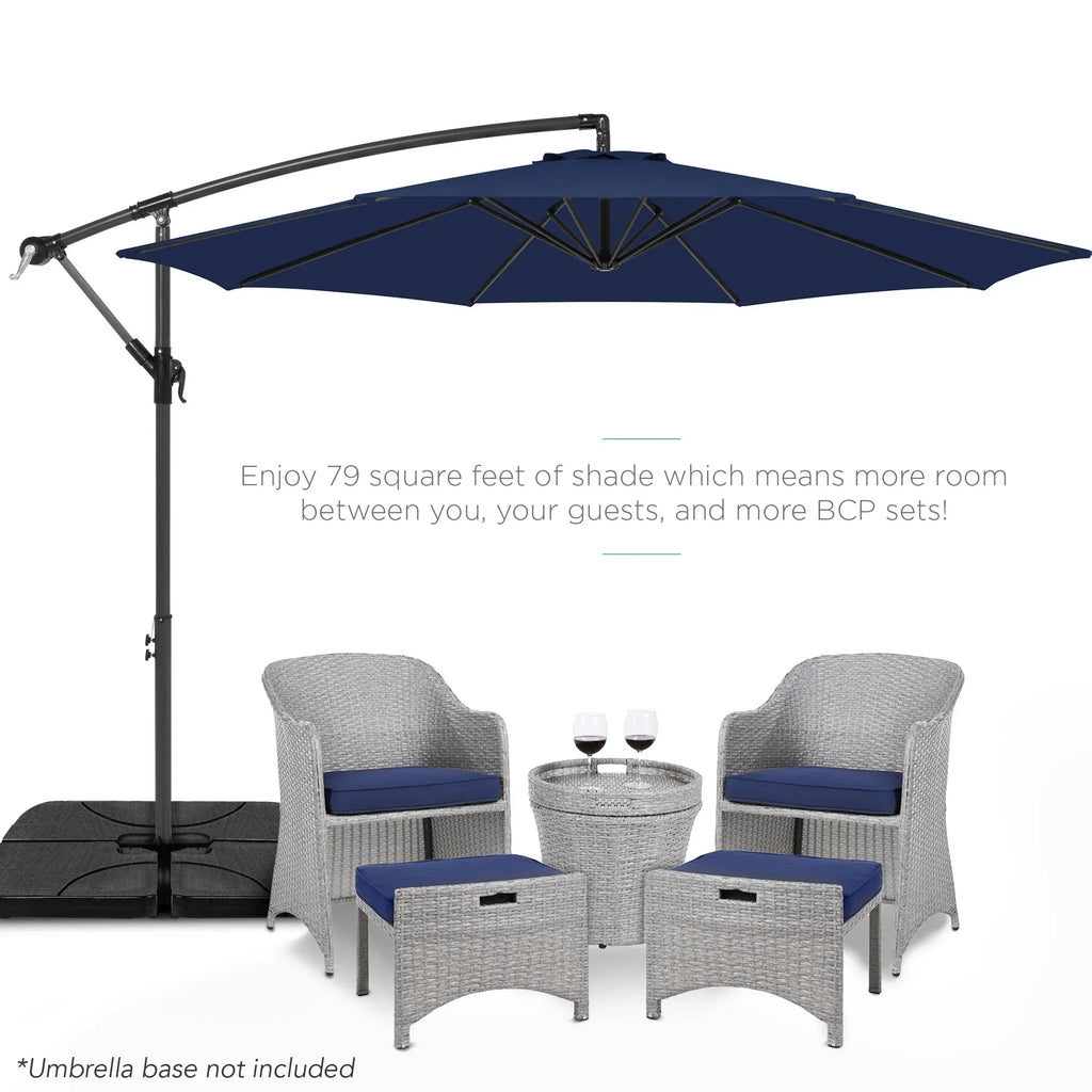 2026 NewBest Choice Products 10ft Offset Hanging Outdoor Market Patio Umbrella w/ Easy Tilt Adjustment - Tan