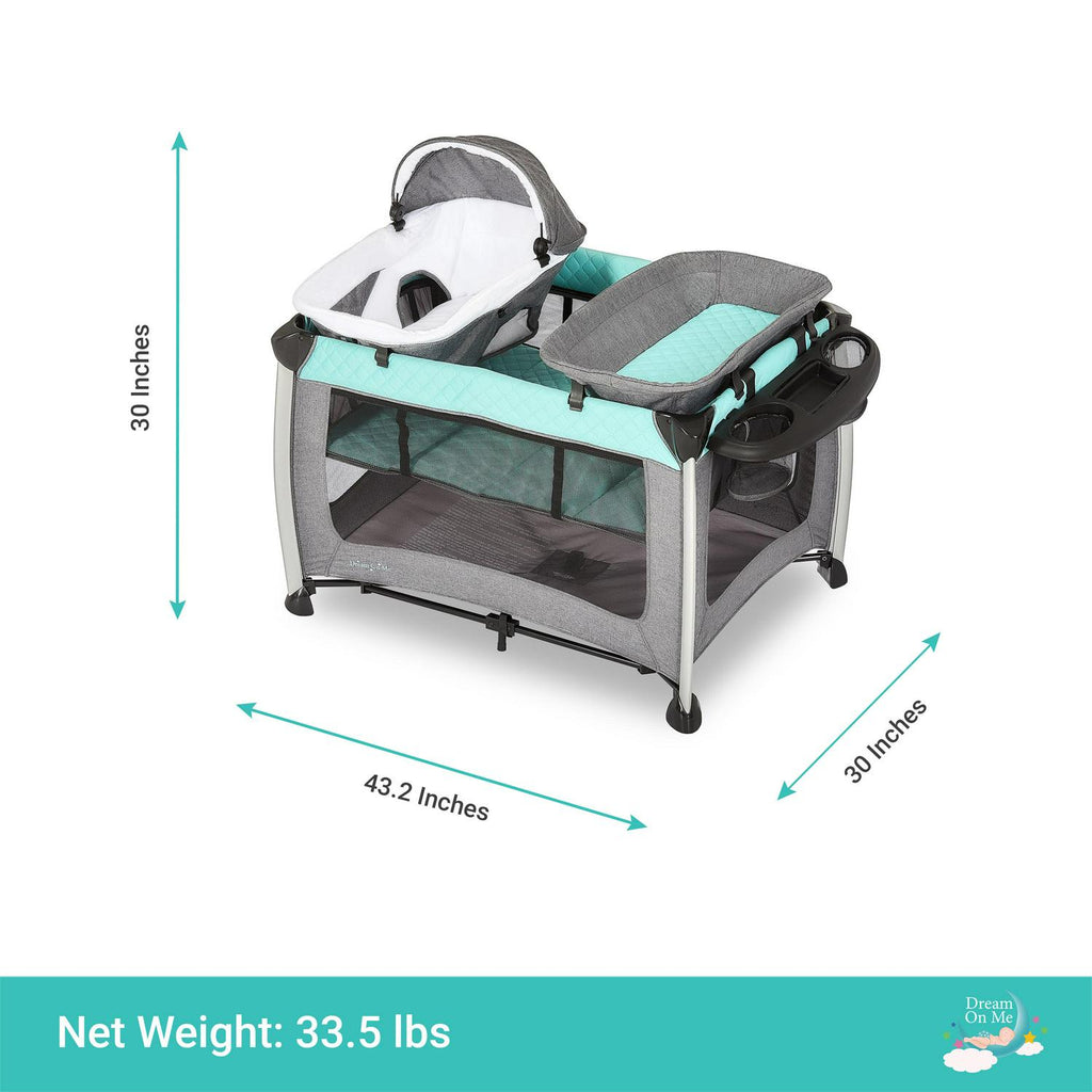 2026 NewDream On Me Princeton Deluxe Nap N Pack 3-in-1 Convertible Playard. Changer and Bassinet in Mint