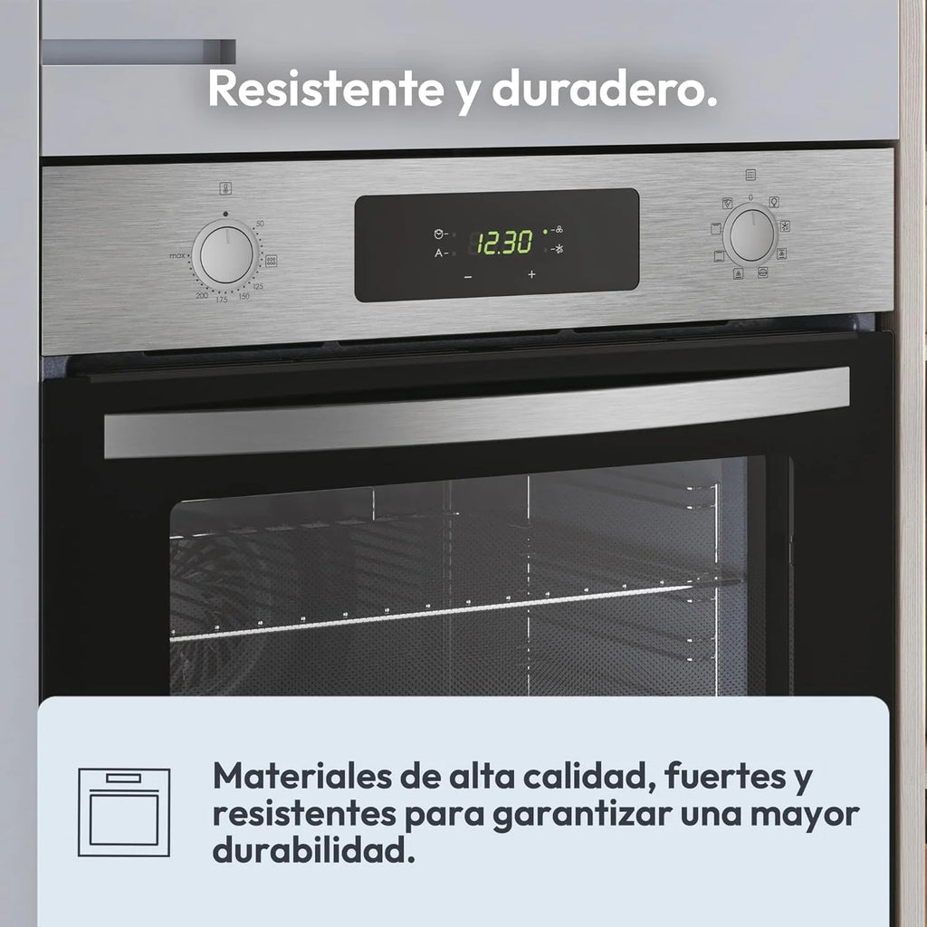 2026 Candy FIDCP X625 L, Horno Multifunción, 70L, Bandeja y Rejilla, Limpieza Aquactiva, Convección Ventilador radial, 8 Funciones, Display Timer Touch, Mandos Push&Pull, Puerta 2 Cristales, Inox y Negro