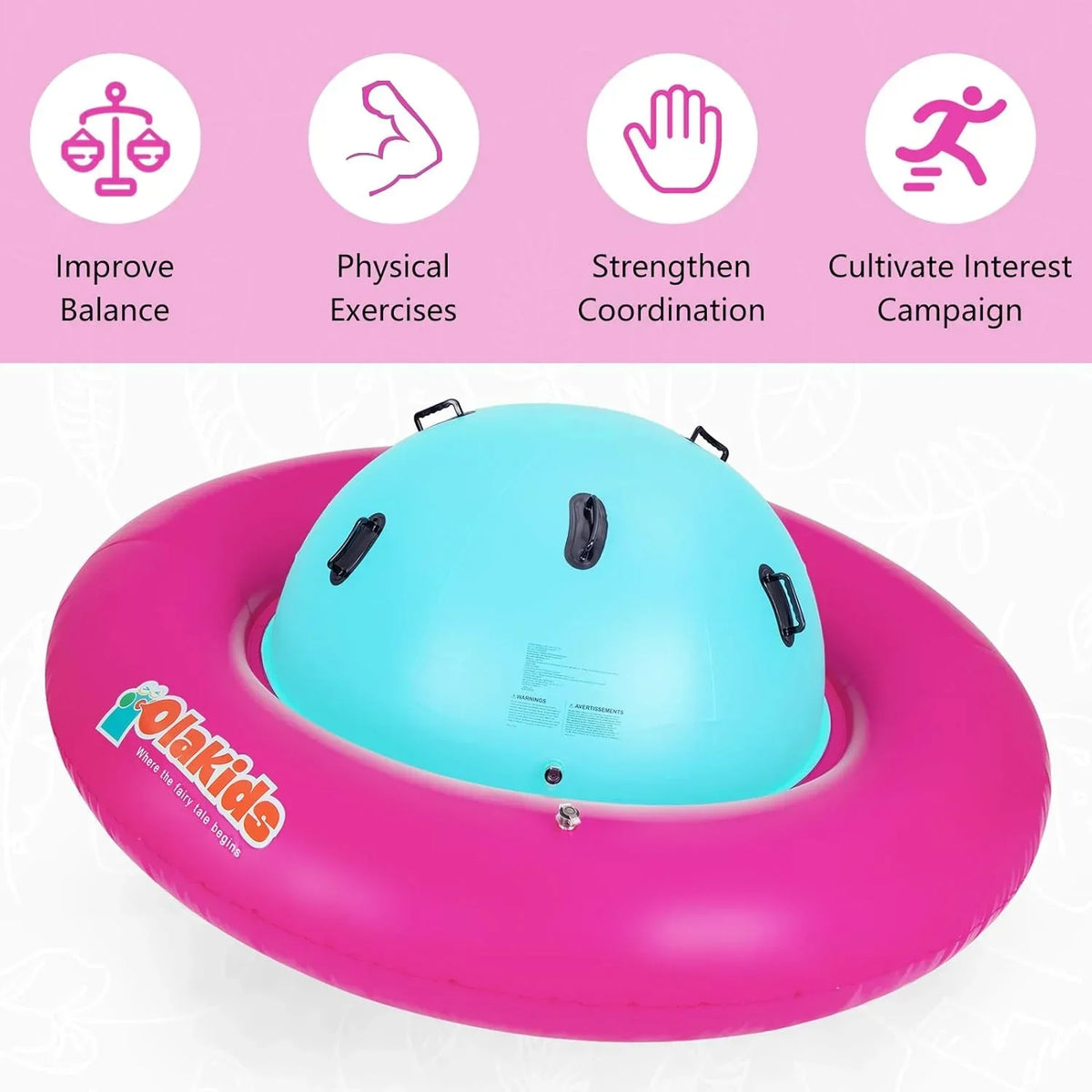 2026 NewOLAKIDS 8FT Inflatable Dome Rocker Bouncer, Outdoor Kids Giant Roll and Play Seesaw Rocker with 6 Secure Handles, Max Weight 250 LBS, Toddlers Climbing Toy Backyard Play Center Equipment