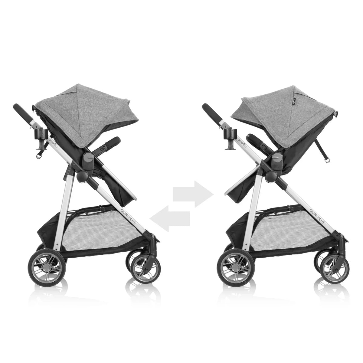 2026 NewEvenflo Omni Plus Modular Travel System with LiteMax Sport Infant Car Seat, Mylar Gray, Unisex