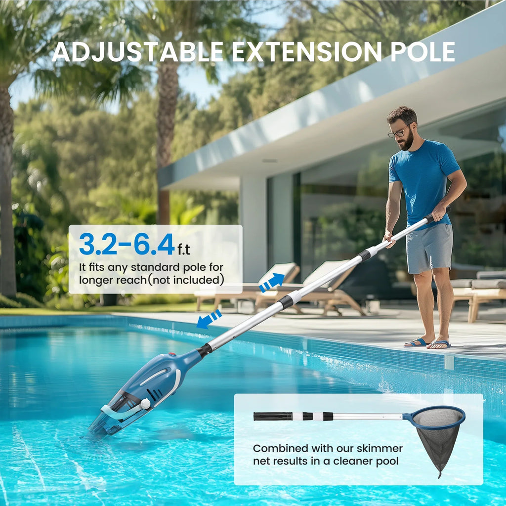 2026 NewCordless Pool Vacuum Cleaner, Handheld Pool Vacuum with 80-Minute Runtime for Above & In-Ground Pools, Spas and Hot Tubs, Strong Suction Power, Fast Charging