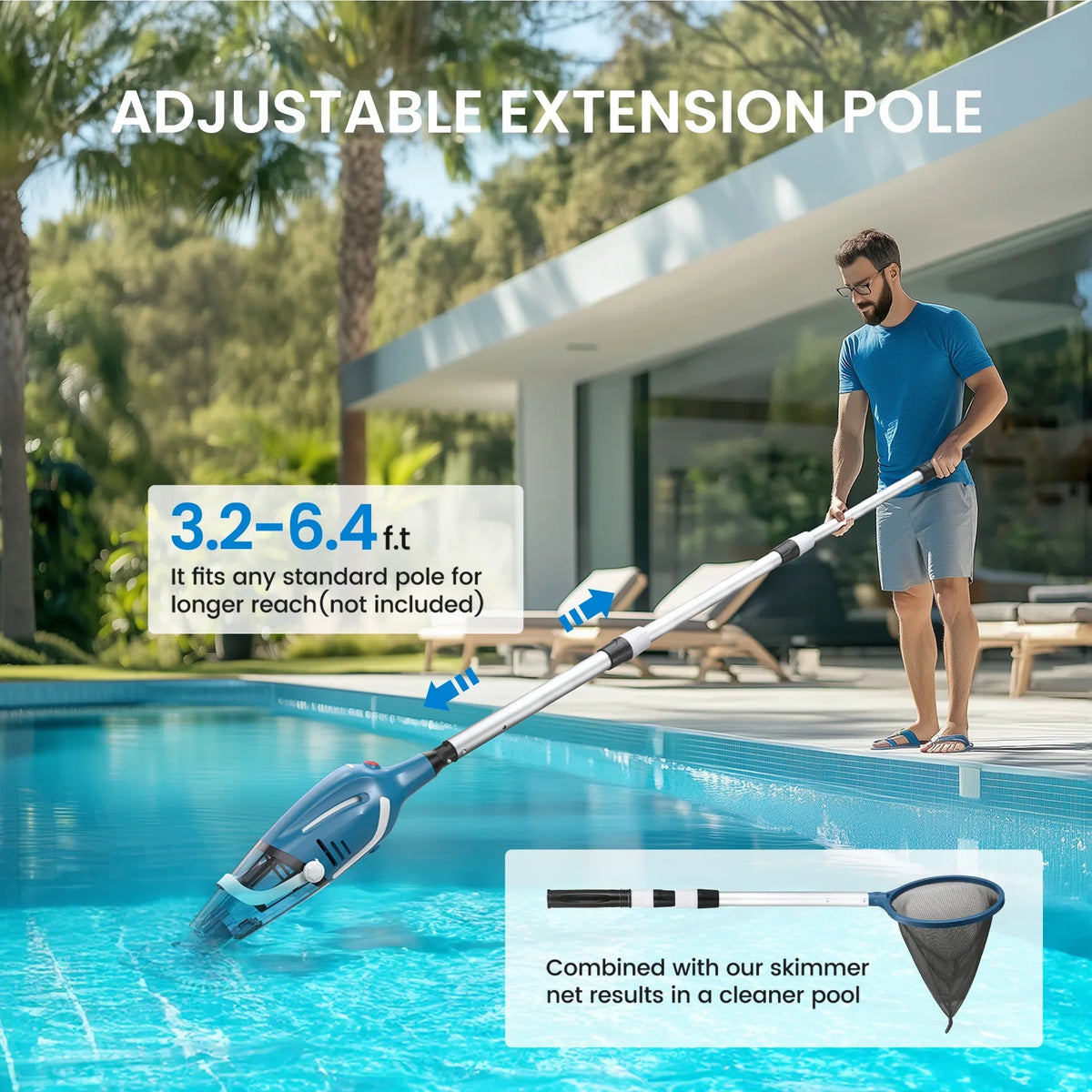 2026 NewCordless Pool Vacuum Cleaner, Handheld Pool Vacuum with 80-Minute Runtime for Above & In-Ground Pools, Spas and Hot Tubs, Strong Suction Power, Fast Charging
