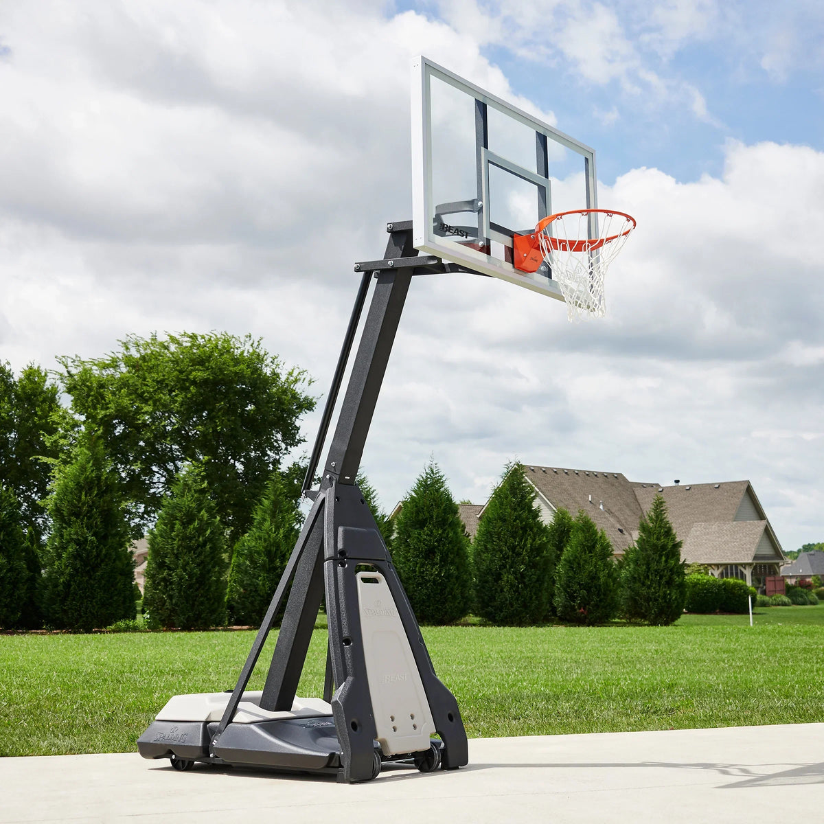 2026 NewSpalding the Beast 7.5ft - 10ft Adjustable Height 60" Glass Portable Basketball System (Adult)