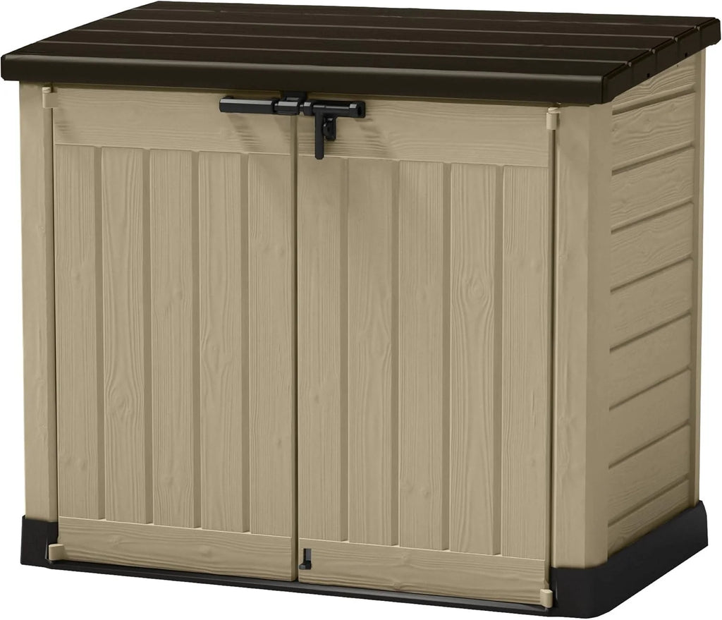2026 Keter Sio Max -Cobertizo de jardín exterior, Capacidad 1200L, Color Topo/Beige, 145.5 x 125 x 82 cm