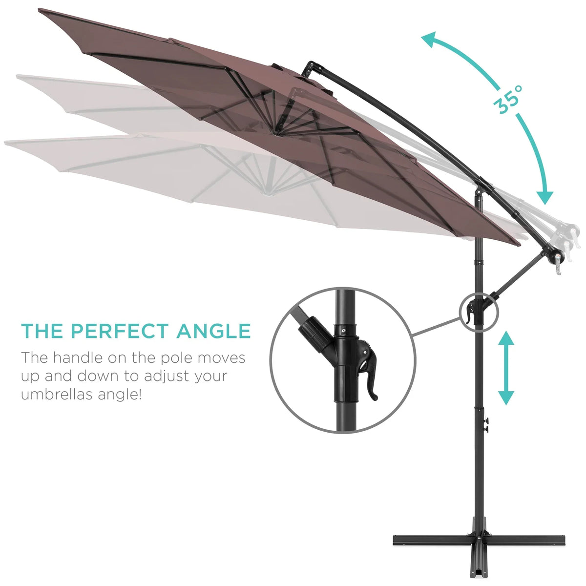 2026 NewBest Choice Products 10ft Offset Hanging Outdoor Market Patio Umbrella w/ Easy Tilt Adjustment - Tan