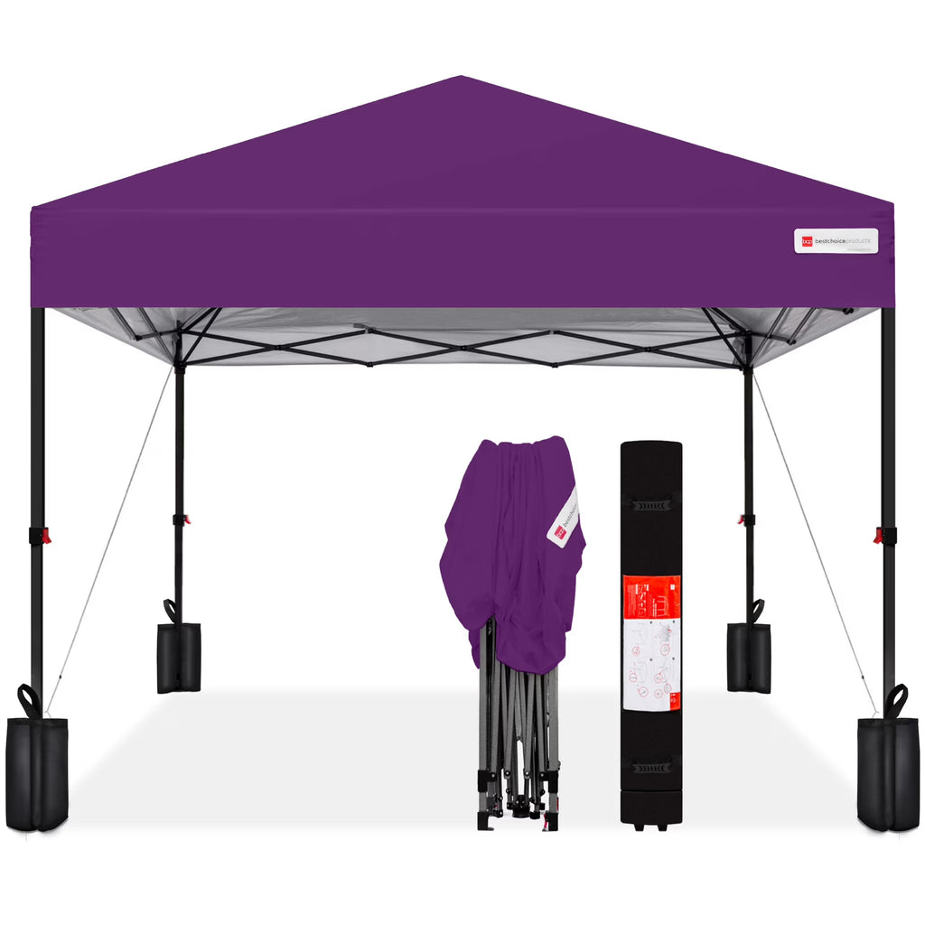 2026 NewBest Choice Products 12x12ft Easy Setup Pop Up Canopy w/ 1-Button Setup, Wheeled Case, 4 Weight Bags - Navy Blue