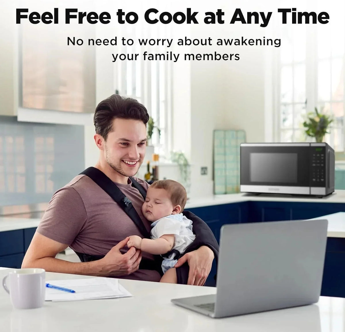 2026 NewBLACK+DECKER 0.9 Cu Ft Microwave Oven Countertop, 6 Auto Menus, 10 Power Levels, Digital Panel, 900W