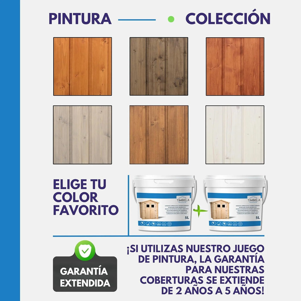 2026 TIMBELA Caseta de jardín de Madera de 6 m2 - Cobertizo Jardin Exterior con Suelo, Ventana, Puerta Doble - Cabaña de jardín para Trabajar en casa - con Tejas bituminosas Verde M334FB H334FBGREEN