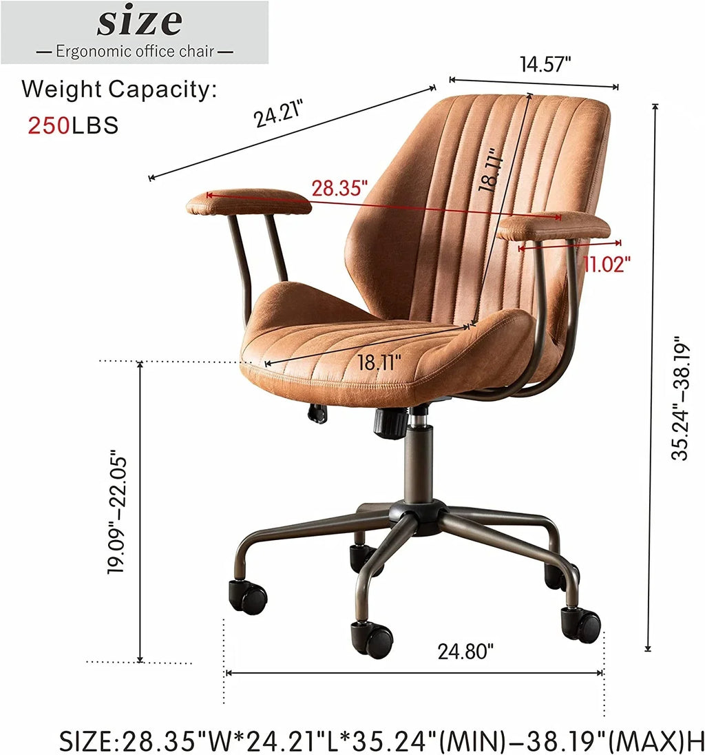 2026 NewOvios Ergonomic Office Chair Modern Computer Desk Suede Fabric Desk Chair with Lumbar Support for Home Office