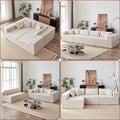 2026 New104-Inch Corduroy Modular L Shaped Sectional Sofa,Luxury Floor Couch Set,Upholstered Indoor Furniture,Foam-Filled Compressed Sofa for Living Room,Bedroom,4 PC Free Combination