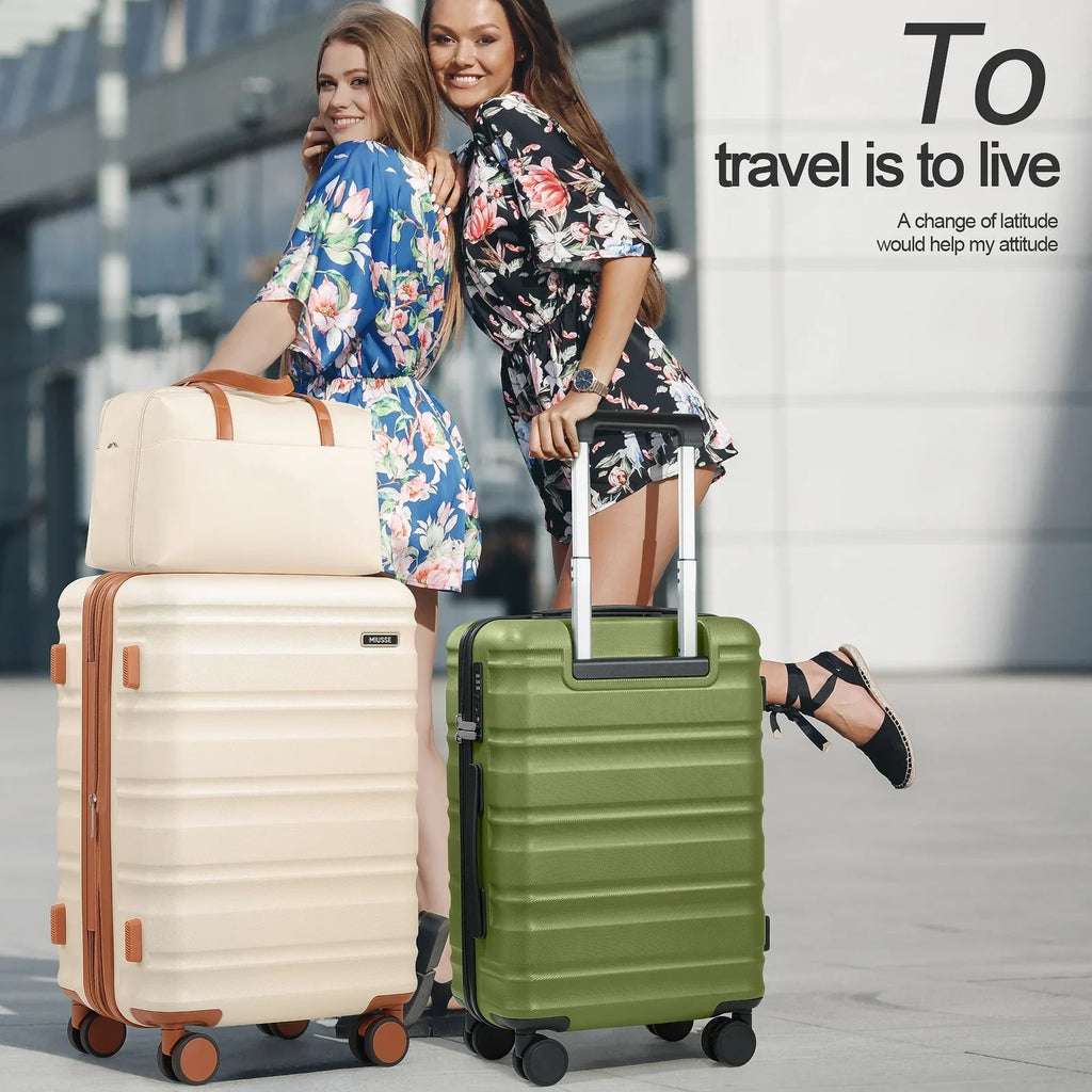 2026 NewMIUSSE Luggage Sets 3 Piece, 20 Inch Carry On Luggage with Wheels, 100% PC Hardshell Suitcase with TSA Lock, Carry On Suitcases Airline Approved With Travel Backpack for Men Women