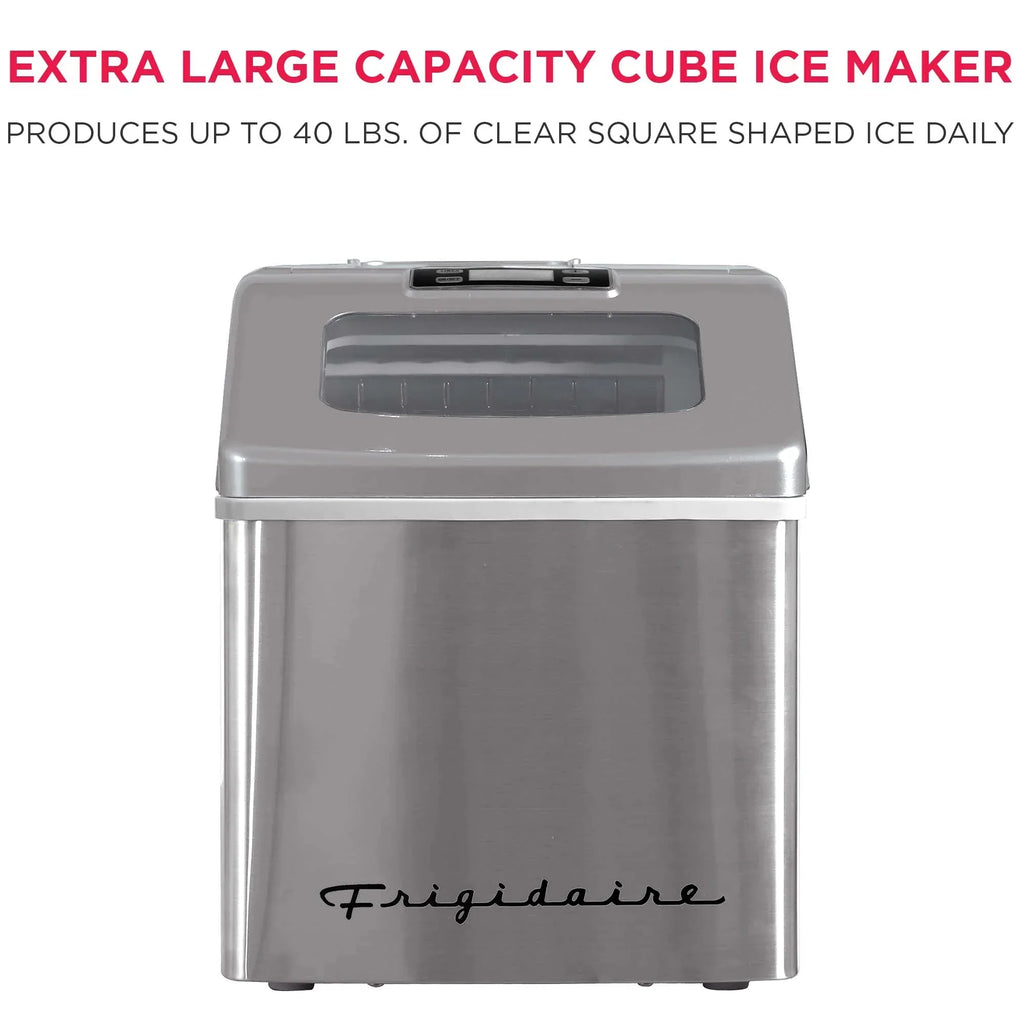 2026 NewFrigidaire 40lbs. Countertop Clear Square Ice Maker - Stainless Steel