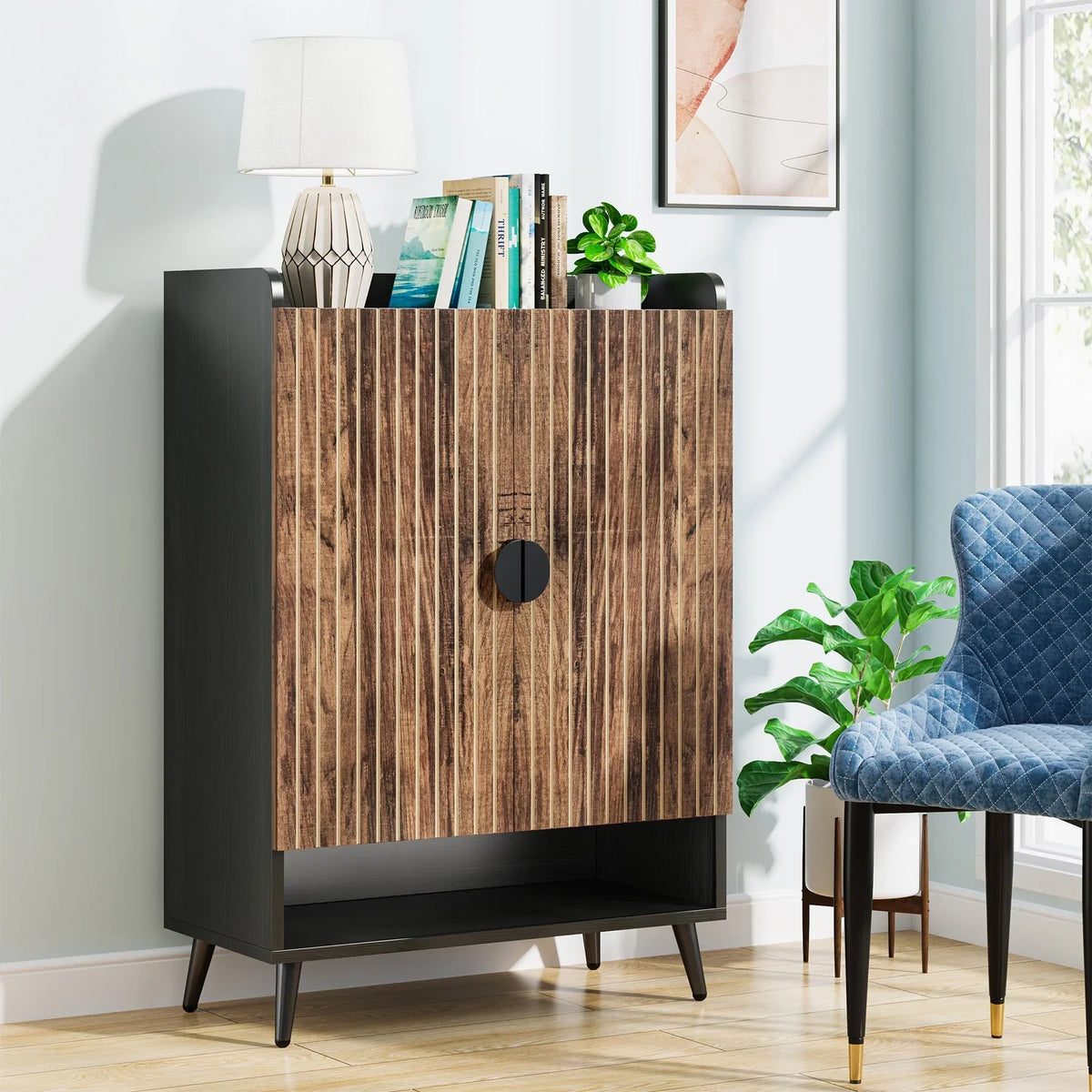 2026 NewTribesigns Shoe Cabinet with Doors, 7-Tier Shoe Storage Cabinet with Adjustable Shelves, Wood Grain Shoes Rack Shoe Organizer