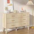 2026 NewFluted 6 Drawers Dresser, Wide Modern Chest of Drawers, 6 Drawer Double Dresser
