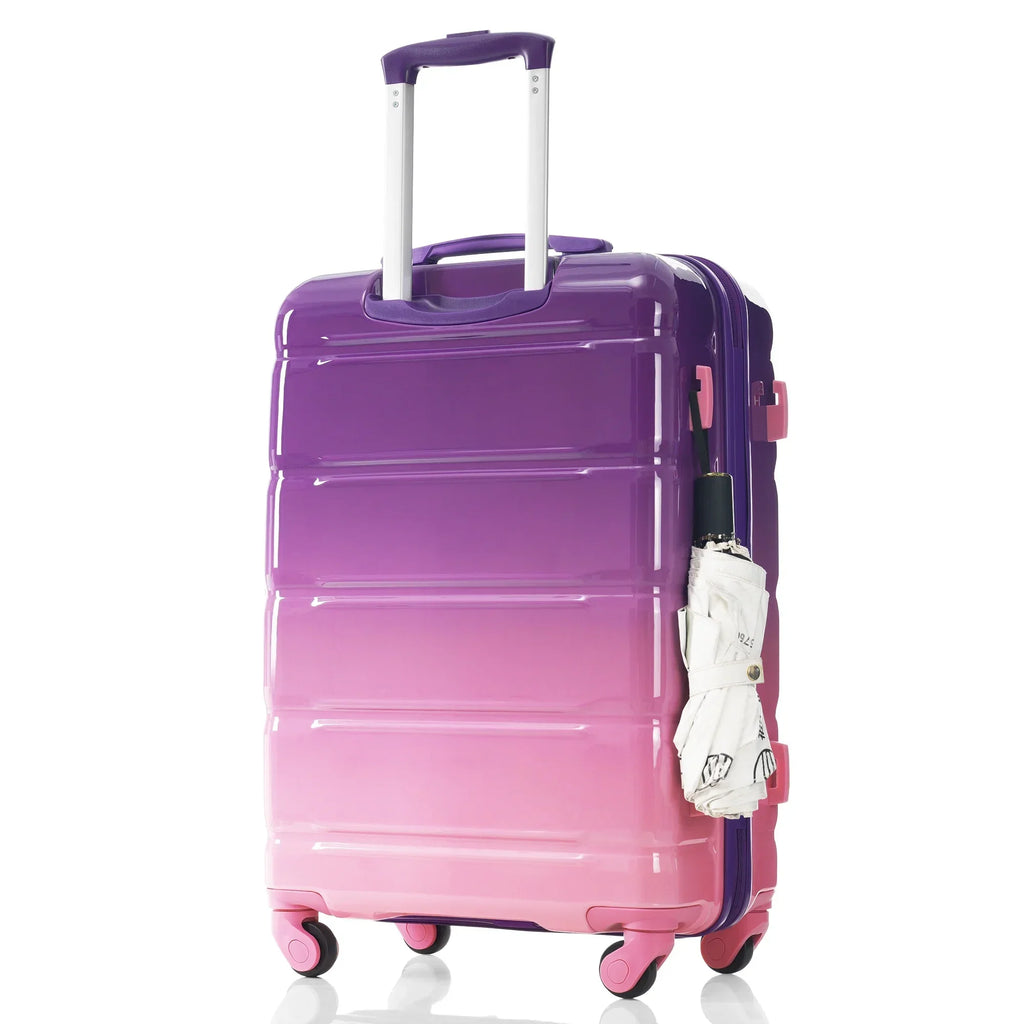 2026 NewPAPROOS 3-Piece Luggage Set (20''/24''/28''), Hardshell Lightweight Suitcase with USB Port and Side Hooks, Travel Luggage with TSA-Lock, Hardside Rolling Luggage for School, Travel, Pink