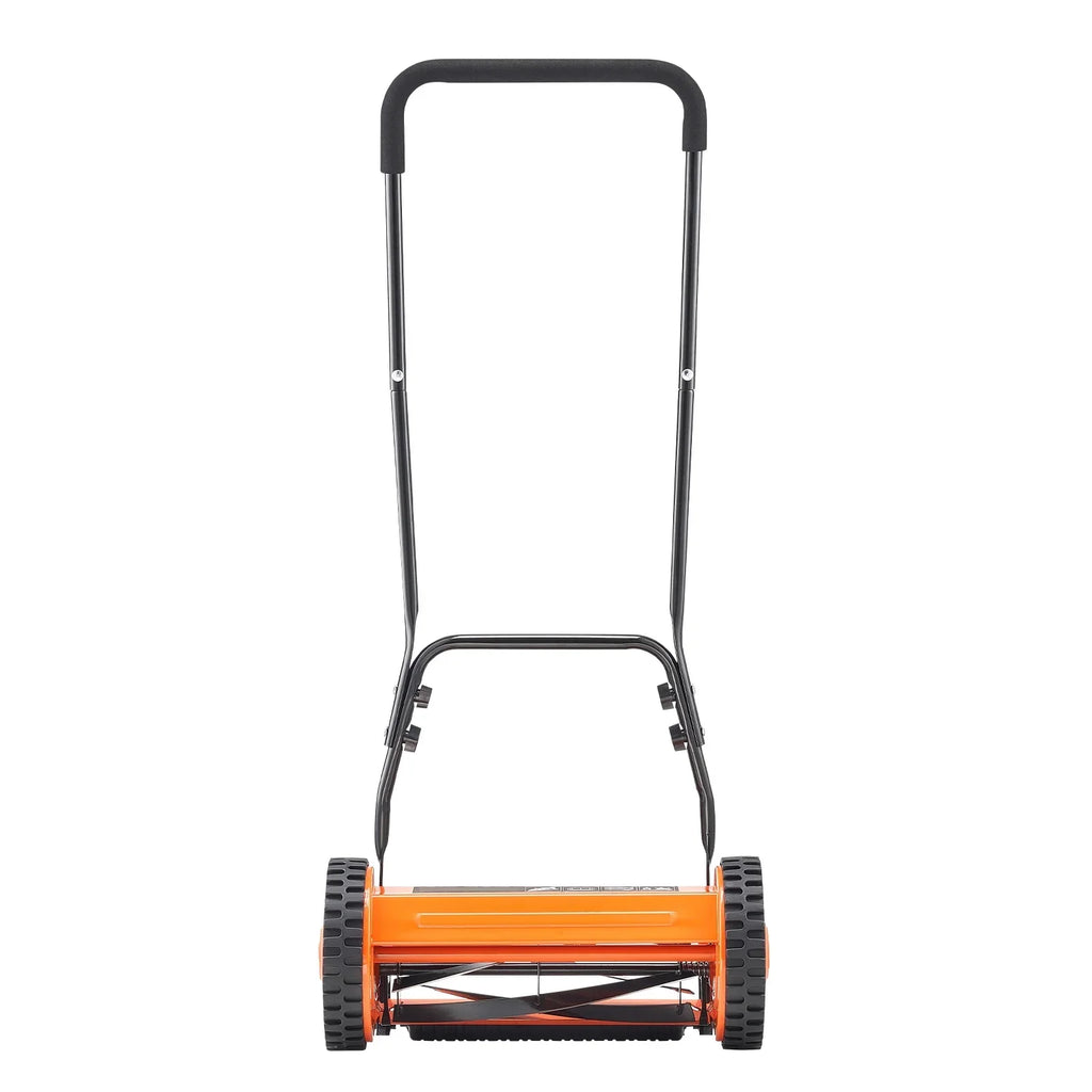 2026 NewKFFKFF 16-Inch Manual Push Reel Lawn Mower, 5-Blade Design, Adjustable Cutting Height from 0.6 to 1.75 Inches, Walk-Behind Mower with Grass Collection Bag for Lawns, Driveways, and Courtyards
