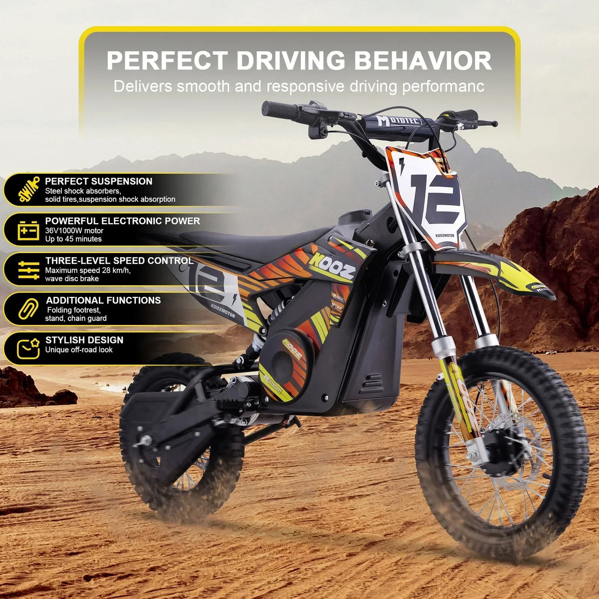 2026 NewMotoTec 36v 1000w (HP112E) Electric Dirt Bike Blue