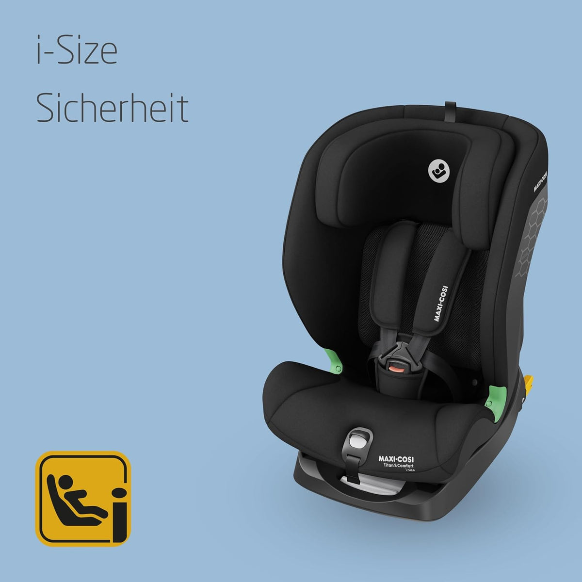 2026 Silla de coche convertible Maxi-Cosi Titan S Comfort i-Size, tejidos transpirables y confortables, de 15 meses a 12 años (76–150 cm), sistema ISOFIX, 5 posiciones de asiento y 13 posiciones de reposacabezas, color negro auténtico.