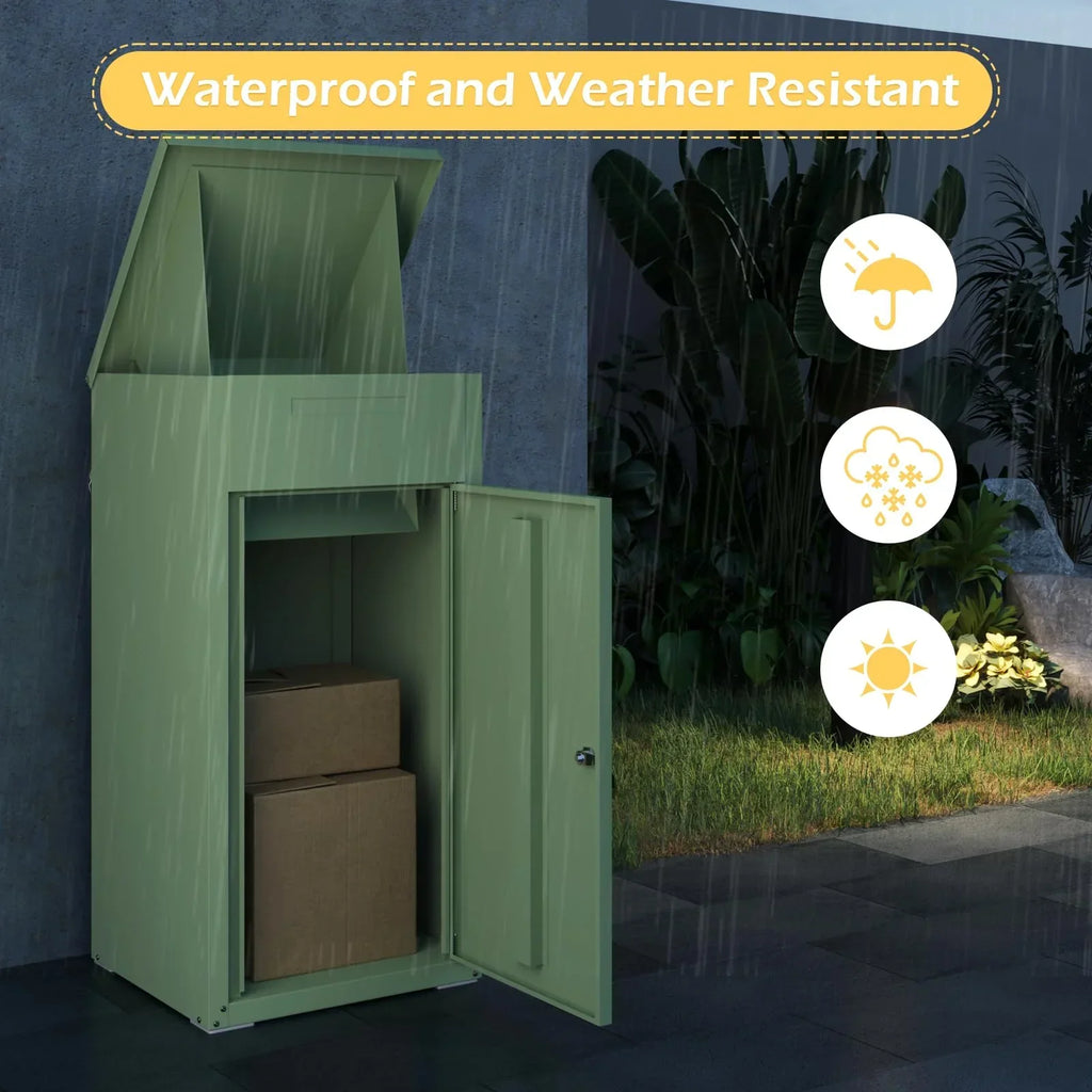 2026 NewAECOJOY Package Delivery Boxes for Outside Parcel Drop Box Outdoor Storage Box Wall Mounted Express Mail Package Delivery Box 17" x 16" x 38.3" Black