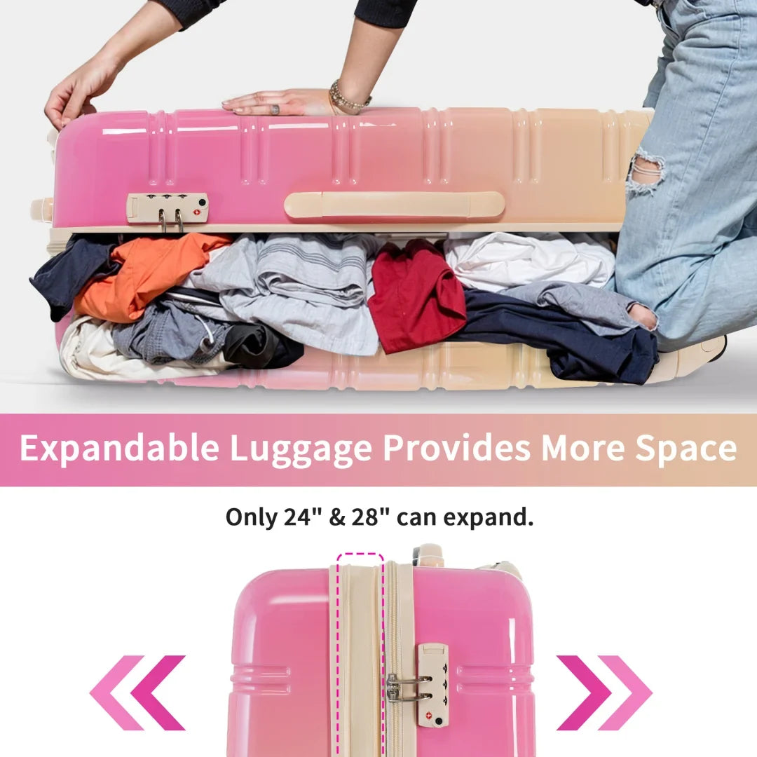2026 New3 Piece Luggage Sets, Hard Shell Suitcase 20/24/28 Inches with TSA Lock and Spinner Wheels, Expandable Lightweight Travel Luggage for Men Women, Multicolor purple