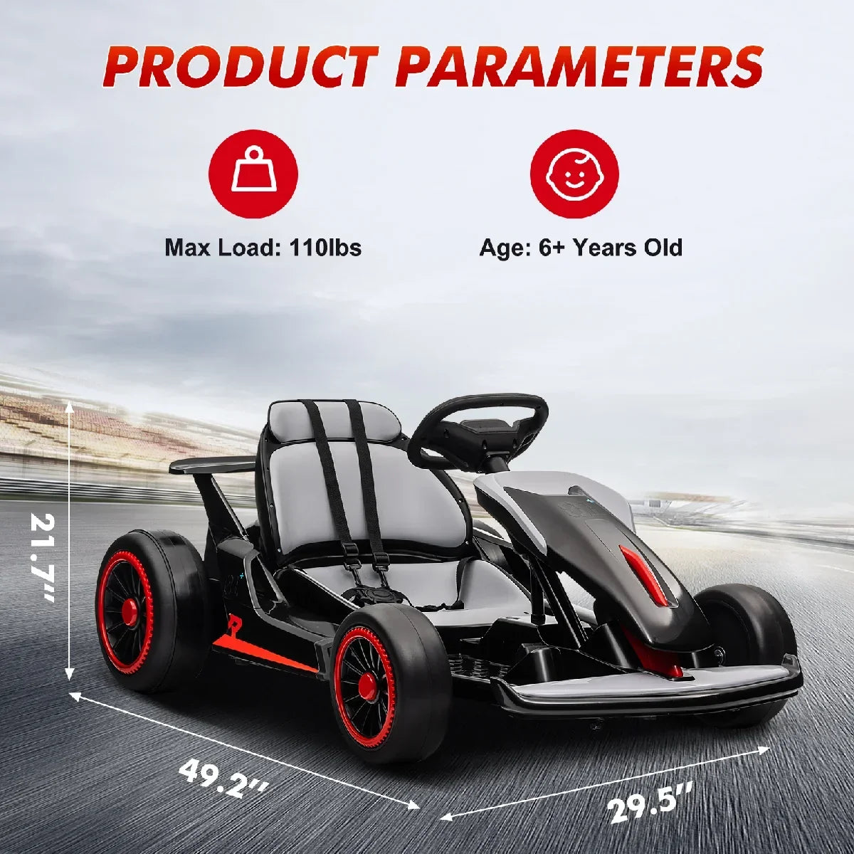 2026 New24V Drift Kart with 2X150W Strong Motor, 7AH Big Battery, Electric Pedals, Electric Go Kart Outdoor Race Toy