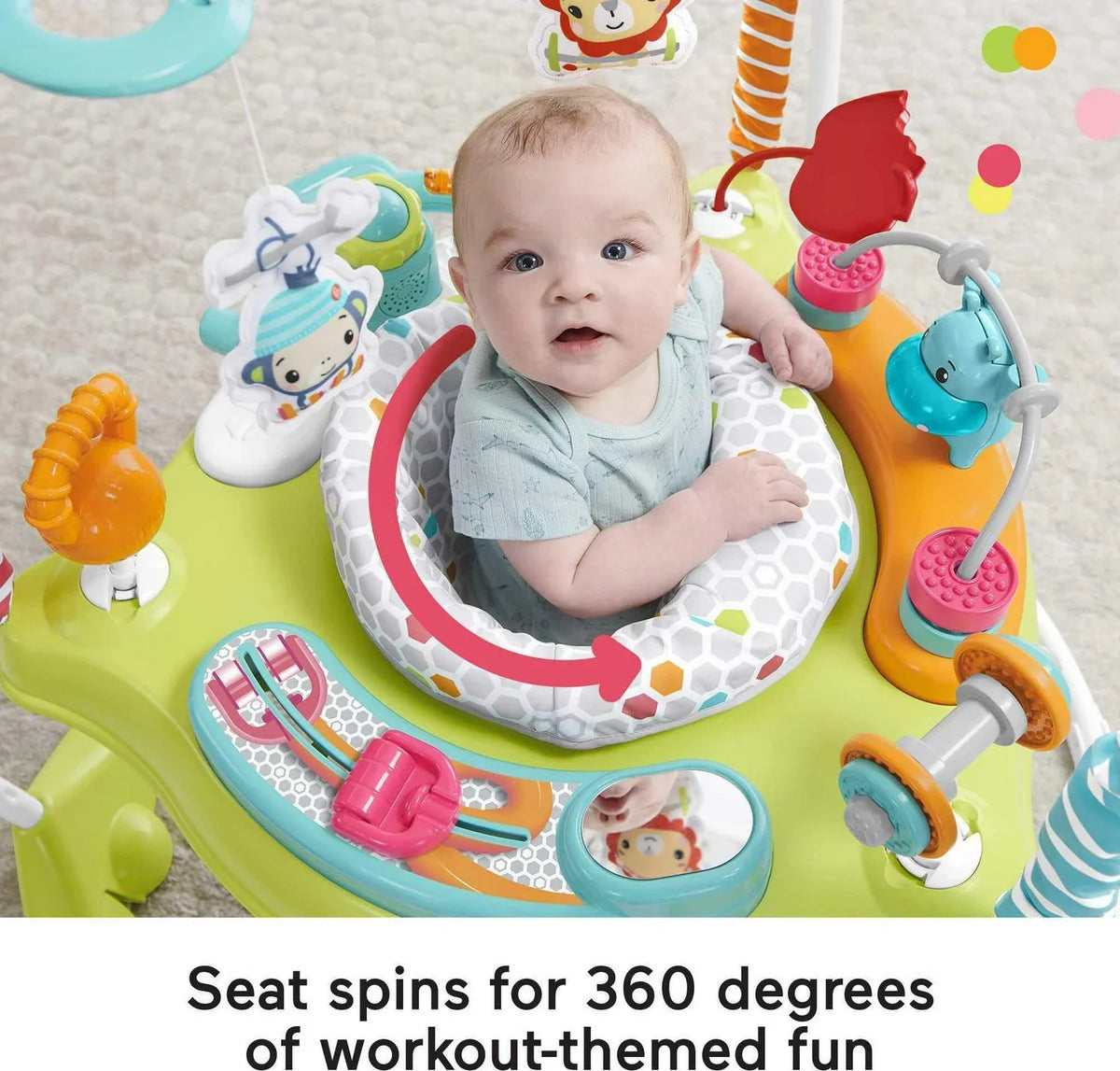 2026 NewFisher-Price Baby Bouncer Fitness Fun Folding Jumperoo Infant Activity Center with Lights & Music. Unisex