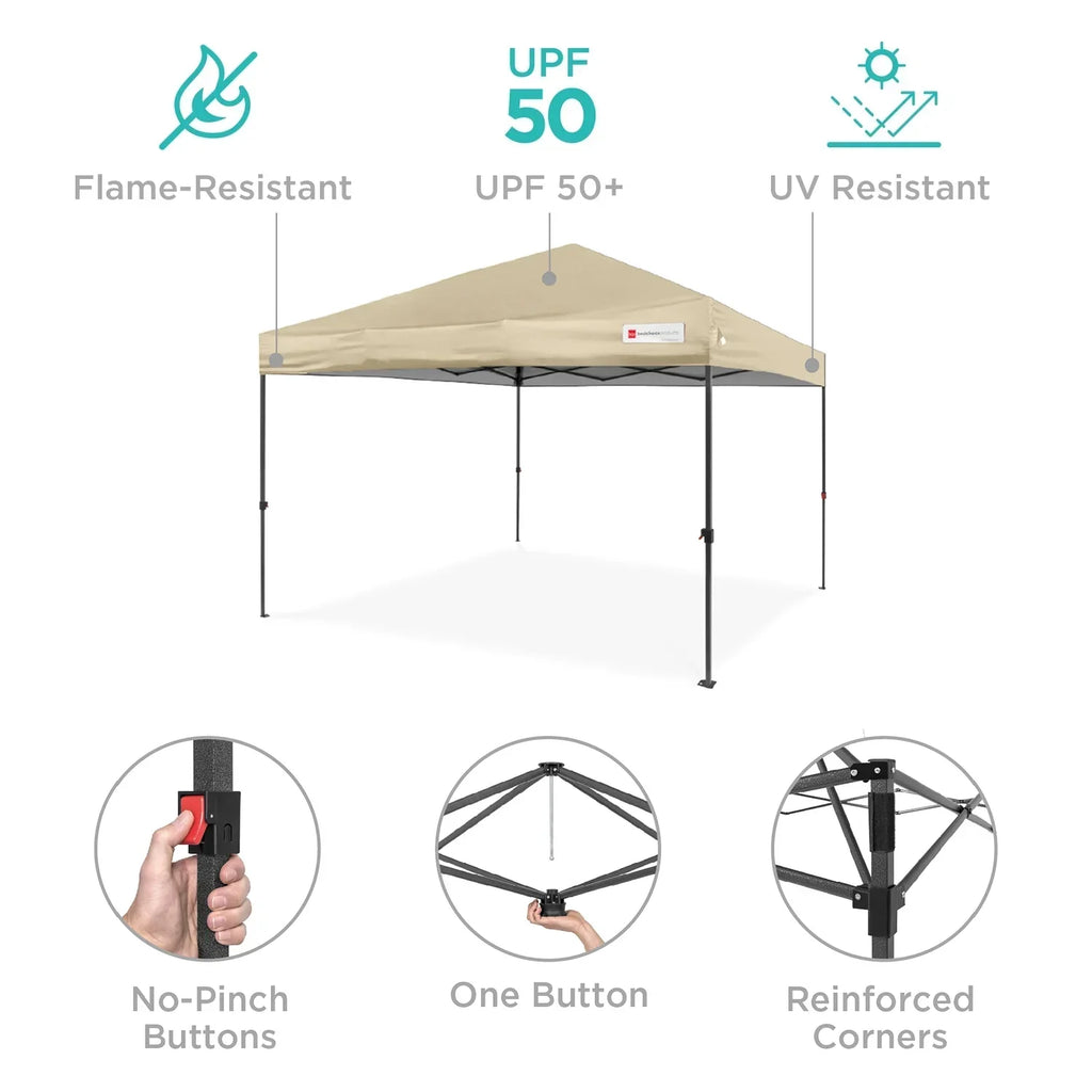 2026 NewBest Choice Products 12x12ft Easy Setup Pop Up Canopy w/ 1-Button Setup, Wheeled Case, 4 Weight Bags - Navy Blue