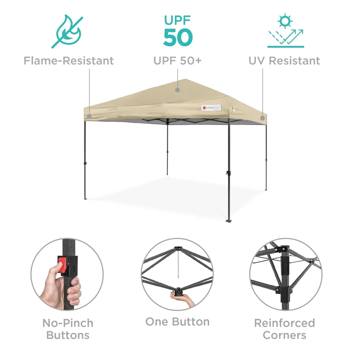 2026 NewBest Choice Products 12x12ft Easy Setup Pop Up Canopy w/ 1-Button Setup, Wheeled Case, 4 Weight Bags - Navy Blue