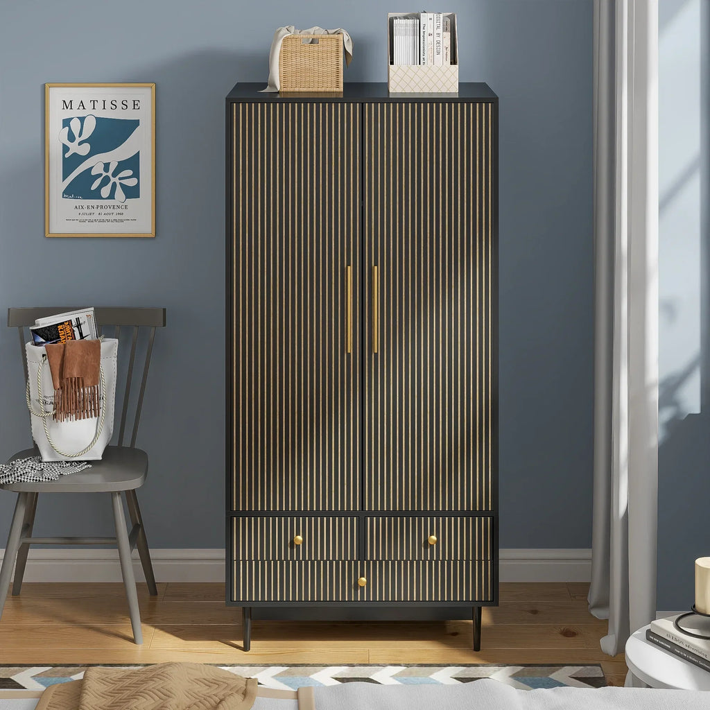 2026 NewArmoire Wardrobe Closet, Closet Wardrobe Cabinet with Drawers and Hanging Rail for Bedroom, White
