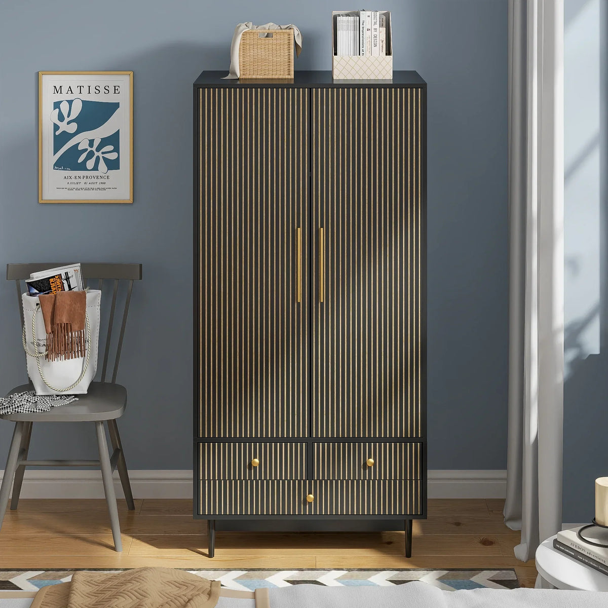 2026 NewArmoire Wardrobe Closet, Closet Wardrobe Cabinet with Drawers and Hanging Rail for Bedroom, White