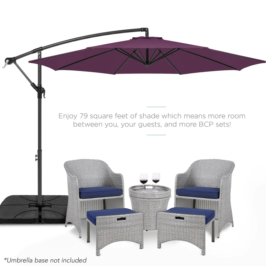 2026 NewBest Choice Products 10ft Offset Hanging Outdoor Market Patio Umbrella w/ Easy Tilt Adjustment - Tan