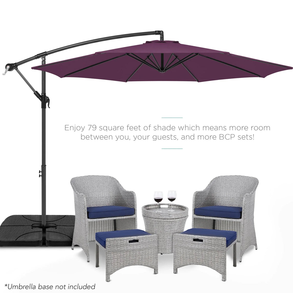 2026 NewBest Choice Products 10ft Offset Hanging Outdoor Market Patio Umbrella w/ Easy Tilt Adjustment - Tan