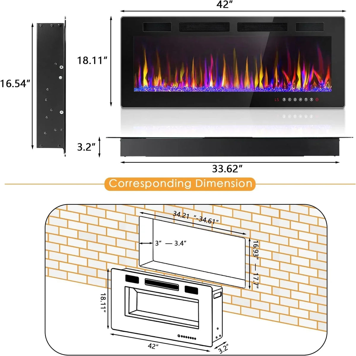 2026 NewVitesse Electric Fireplace 50 in 1500 W