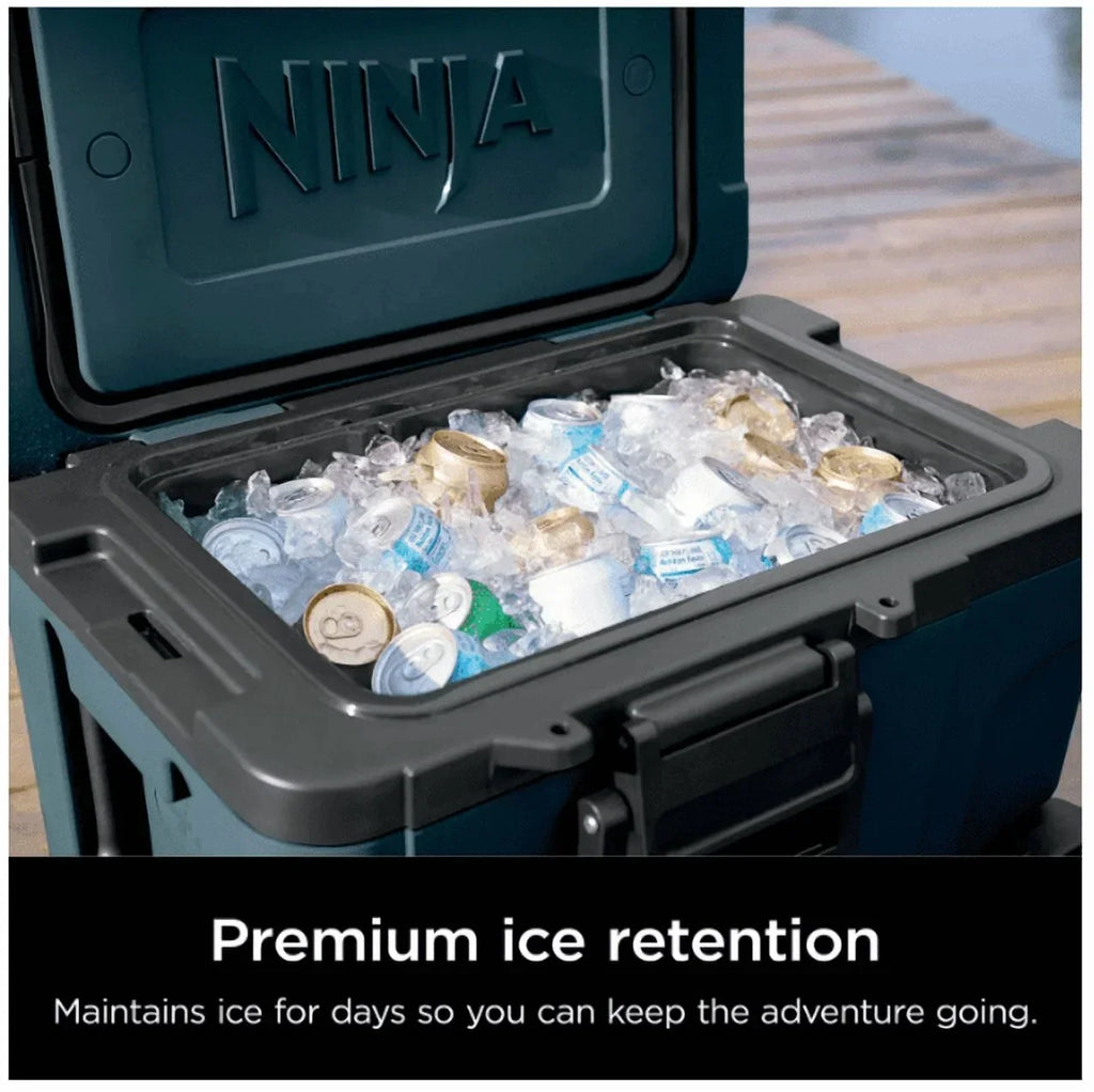 2026 NewNinja | Cooler | FrostVault 45QT Cooler with Wheels | Insulated with Temp Dry Storage Drawer | Keeps Ice Cold for Days | for The Beach, Camping, Picnics & More | Ocean Blue | FB245AOB