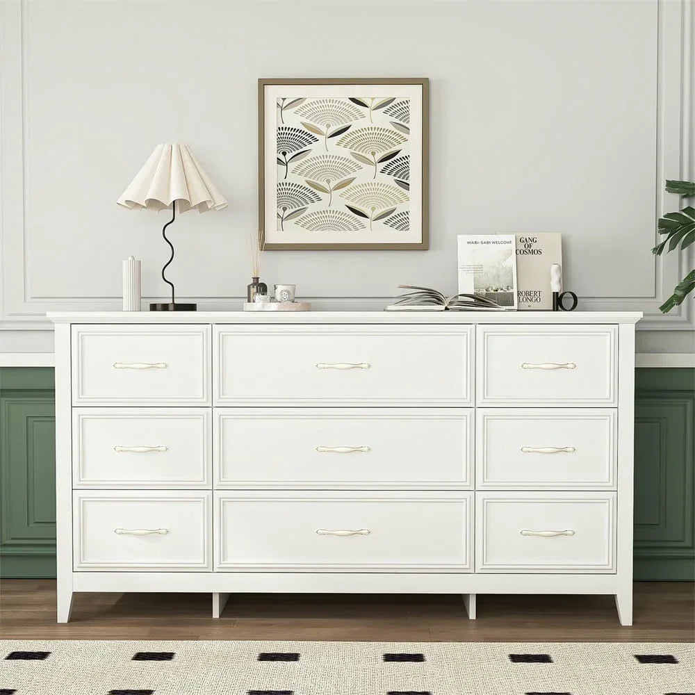 2026 NewKadyn Modern 6 Drawer Dresser Wood Cabinet,Dresser for Bedroom, Kitchen Storage Cabinet with Drawers, Chest of Drawers(Black)