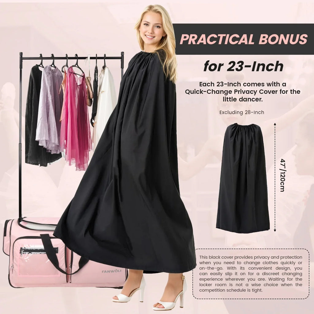 2026 NewFegat Dance Bag with Garment Rack - 28"Collapsible Rolling Competition Dance Duffle Bag Lightweight Costume Wheeled Suitcase for Dancers Shows Livestreamer Athletes
