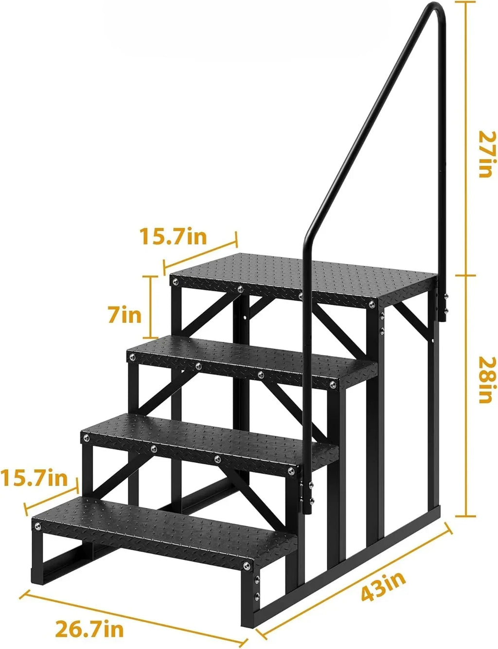 2026 NewGarvee 3 Steps Anti-Slip RV Steps, 26.7 in x 47.9 in, Alloy Steel