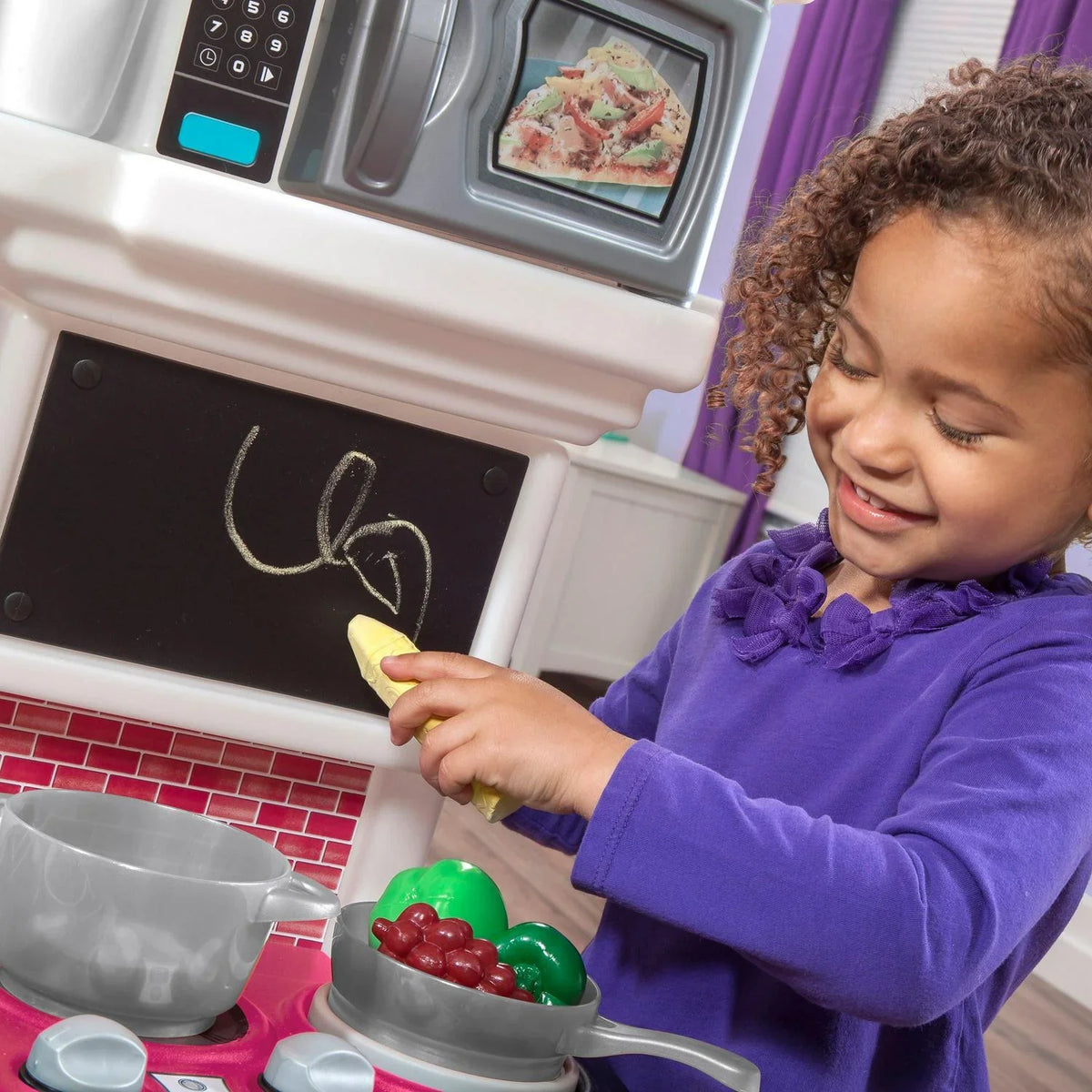2026 NewStep2 Great Gourmet Soft Pink Plastic Toddler Kitchen with 35 Piece Kitchen Playset
