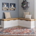 2026 NewLinon Romero Backless Corner Nook with Storage, 5-Piece Cushion Set, Natural/White/Beige