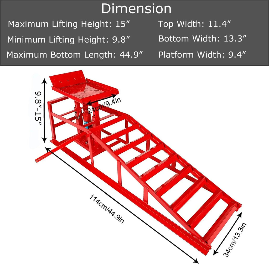 2026 NewConfote Car Ramps, 2PCS 5T 10000lbs Portable Heavy Duty Hydraulic Car Ramps, Lift Ramp for Truck Vehicle Auto Garage Repair Red
