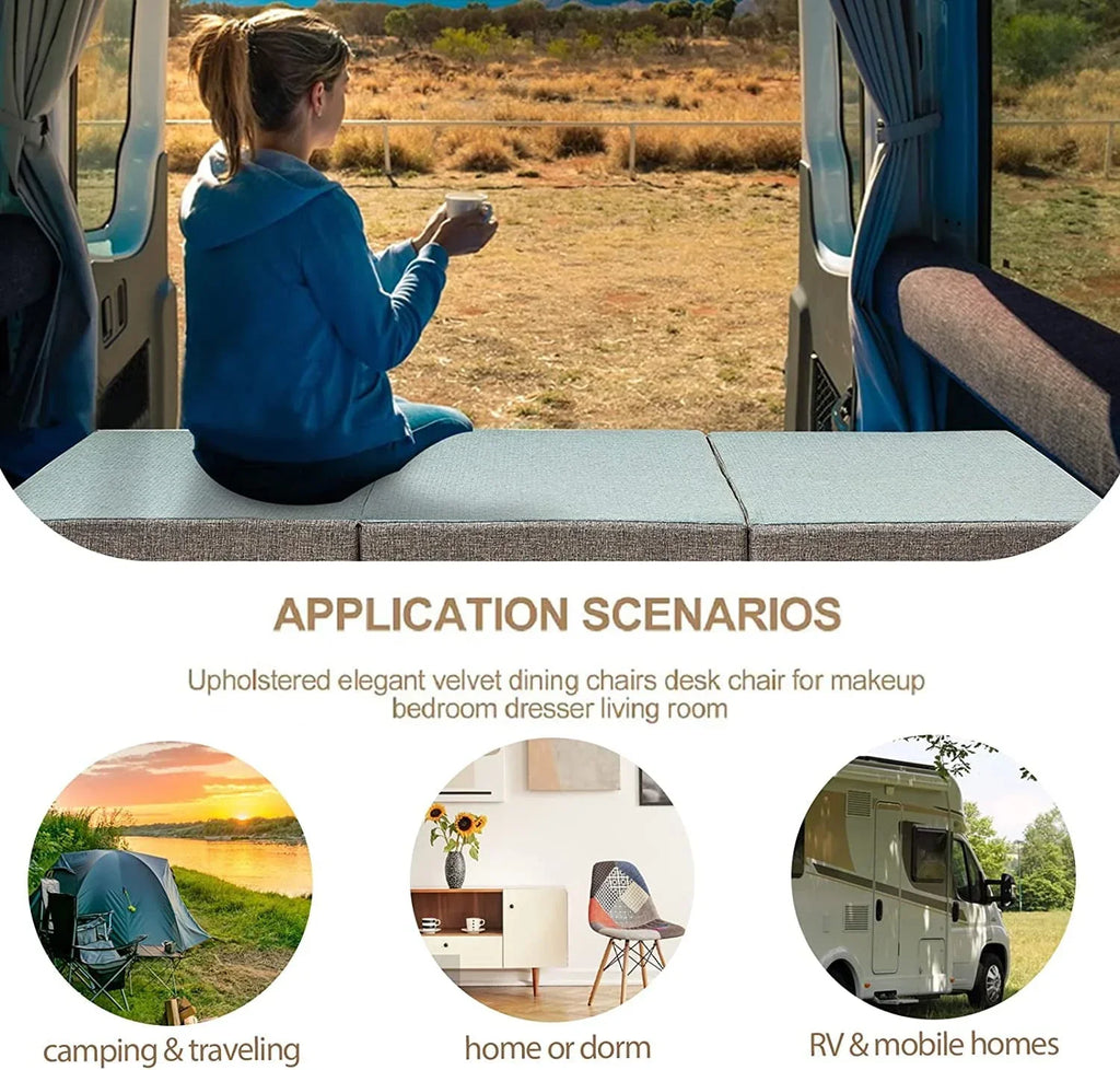 2026 NewMAXYOYO Foldable Mattress, 6 Inch Foam Trifold Mattress Camping Mattress, Portable Floor Mattress Folding Bed with Washable Cover Cot Folding Mattress for Travel, Van, Guest, Grey, 32x75 Inch