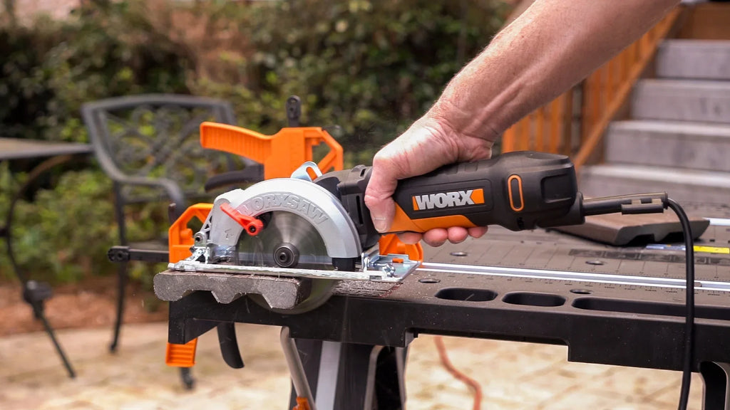 2026 NewWORX WX439L 4.5 Inch and 4.5 Amp One Hand Compact Circular Saw, Black and Orange