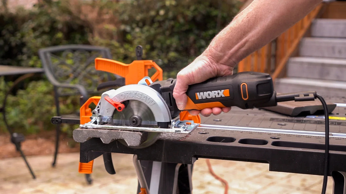 2026 NewWORX WX439L 4.5 Inch and 4.5 Amp One Hand Compact Circular Saw, Black and Orange