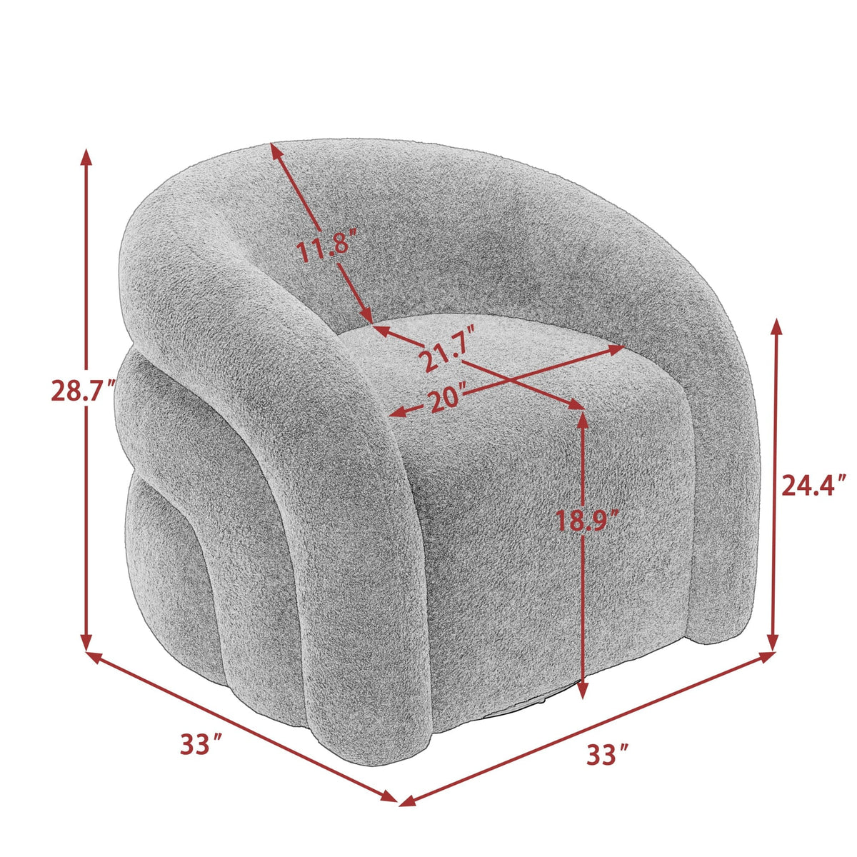 2026 New360" Swivel Accent Chair for Living Room, Boucle Barrel Armchair Single Sofa Chair Reading Chair, Sage Green