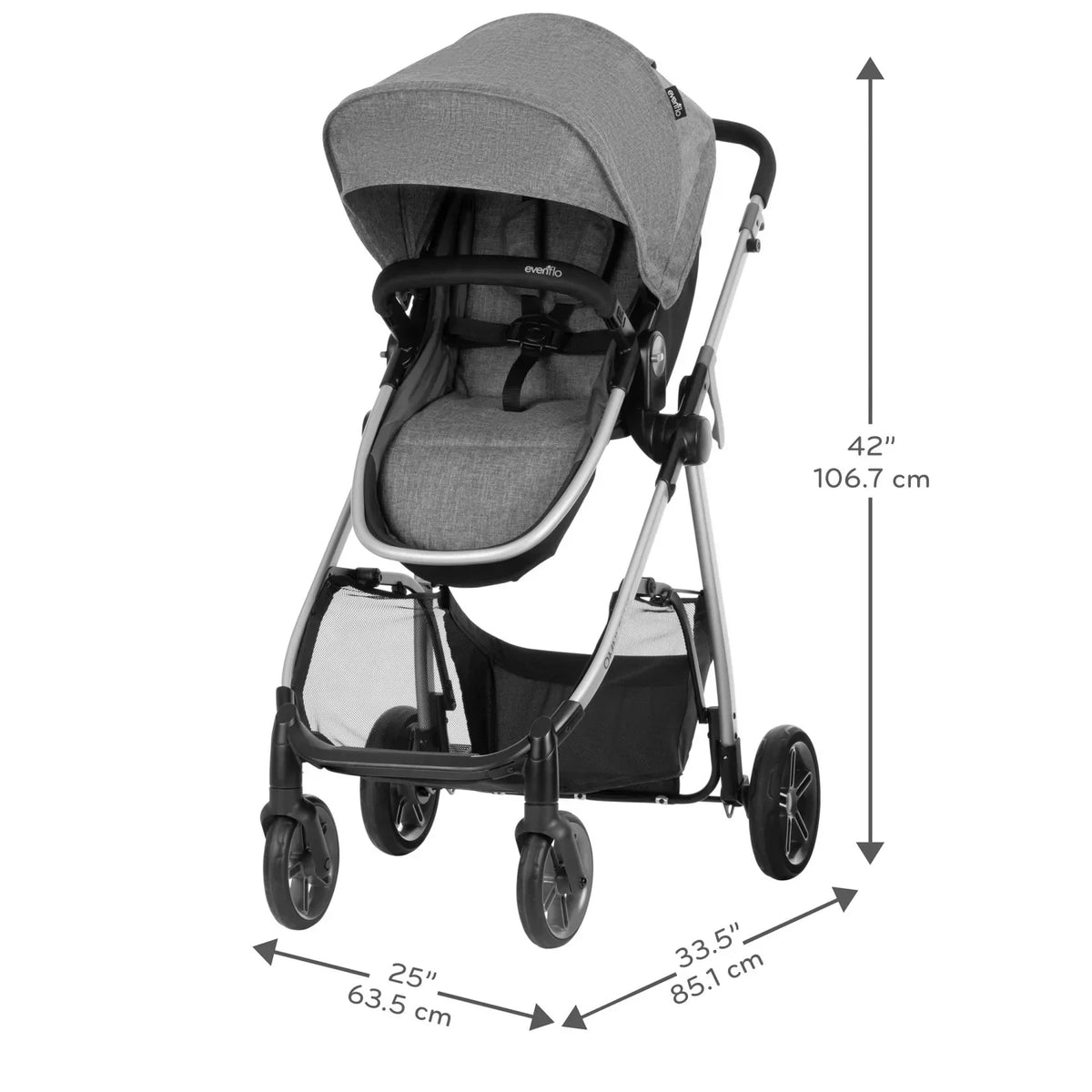 2026 NewEvenflo Omni Plus Modular Travel System with LiteMax Sport Infant Car Seat, Mylar Gray, Unisex