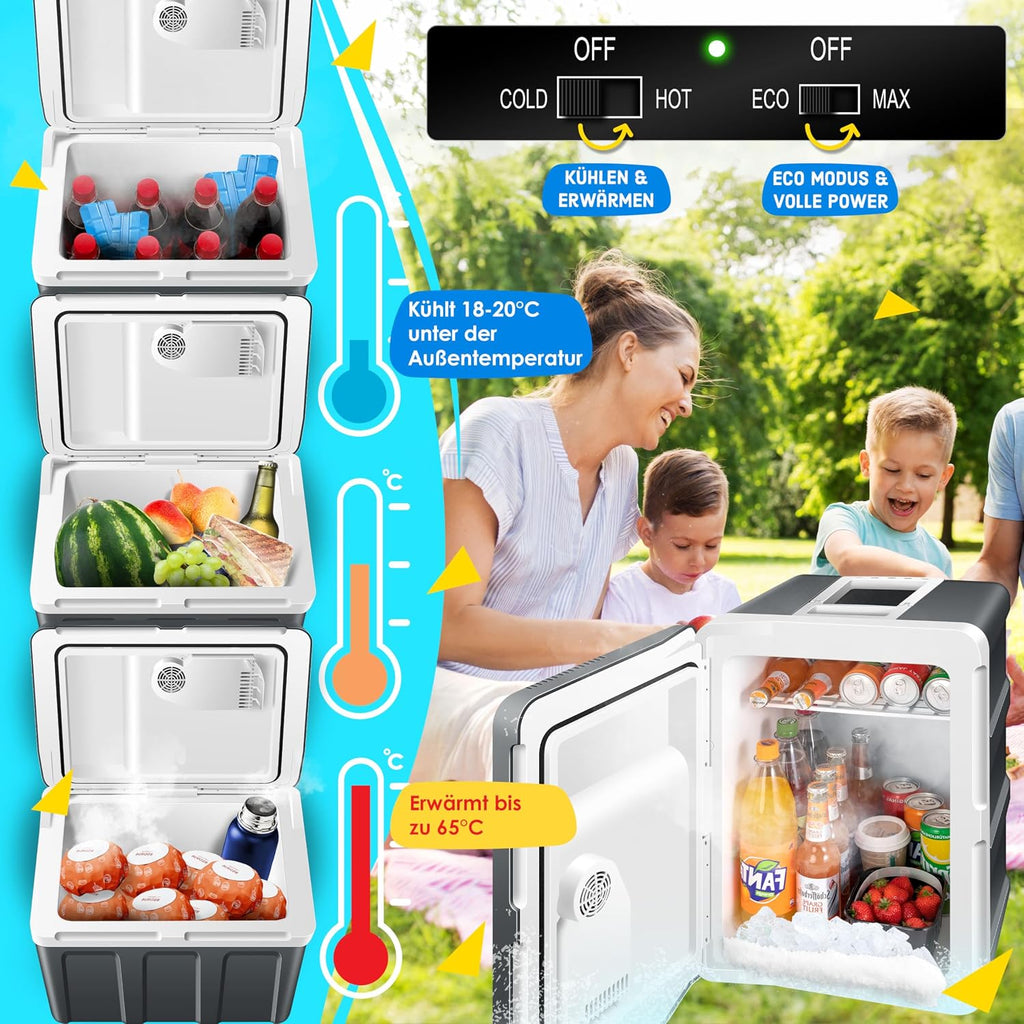 2026 KESSER® Nevera eléctrica portátil 40L con Ruedas | Calienta y enfría | Termoeléctrica | Mini Nevera | 12V y 230V | para Coche, Camping y Enchufe | Modo Eco | Incluye acumuladores de frío